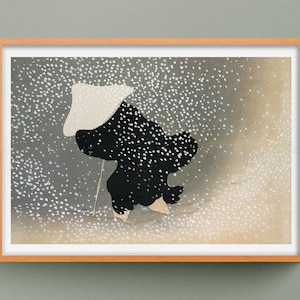 Sneeuw van Momoyogusa door Kamisaka Sekka, Japan kunstprint