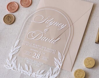 Acrylic Invitation for Weddings, Brithdays, Engagements, Save the Dates, and Quinceanera, Clear, Frosted or Gold