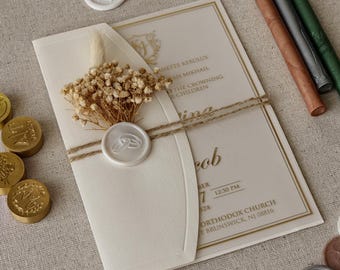Minimalist Acrylic Wedding Invitation Gold Foil Half Fold Envelope Quinceanera Card Clear Party Invitations Elegant Custom Bridal Invites