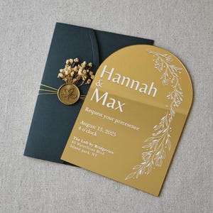 Elegante Gold gespiegelt Acryl Hochzeitseinladung, Party Einladung, Kundenspezifische Einladung, Babyparty einladen, Quinceanera, Sweet 16 einladen