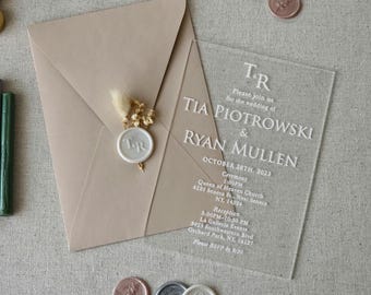 Minimalist Acrylic Wedding Invitation White Printing Clear Personalized Baby Shower Invite Quinceanera Sweet 16  Engagement Card Anniversary