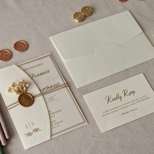 Invitaciones de boda acrílicas sencillas con lámina dorada, sobres plegados a la mitad, tarjetas RSVP, quinceañera, invitaciones transparentes, sobres personalizados.