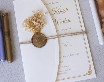 Simple Paper Wedding Invitations With Gold Print, Half Fold Envelope, Birthday Invitations, Clear Invitation, Custom Invites Wedding Card