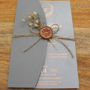 Acrylic Wedding Invitations With Rose Gold Foil , Half Fold Envelope, Personalized Foiled Wedding Invitations, Custom Invites