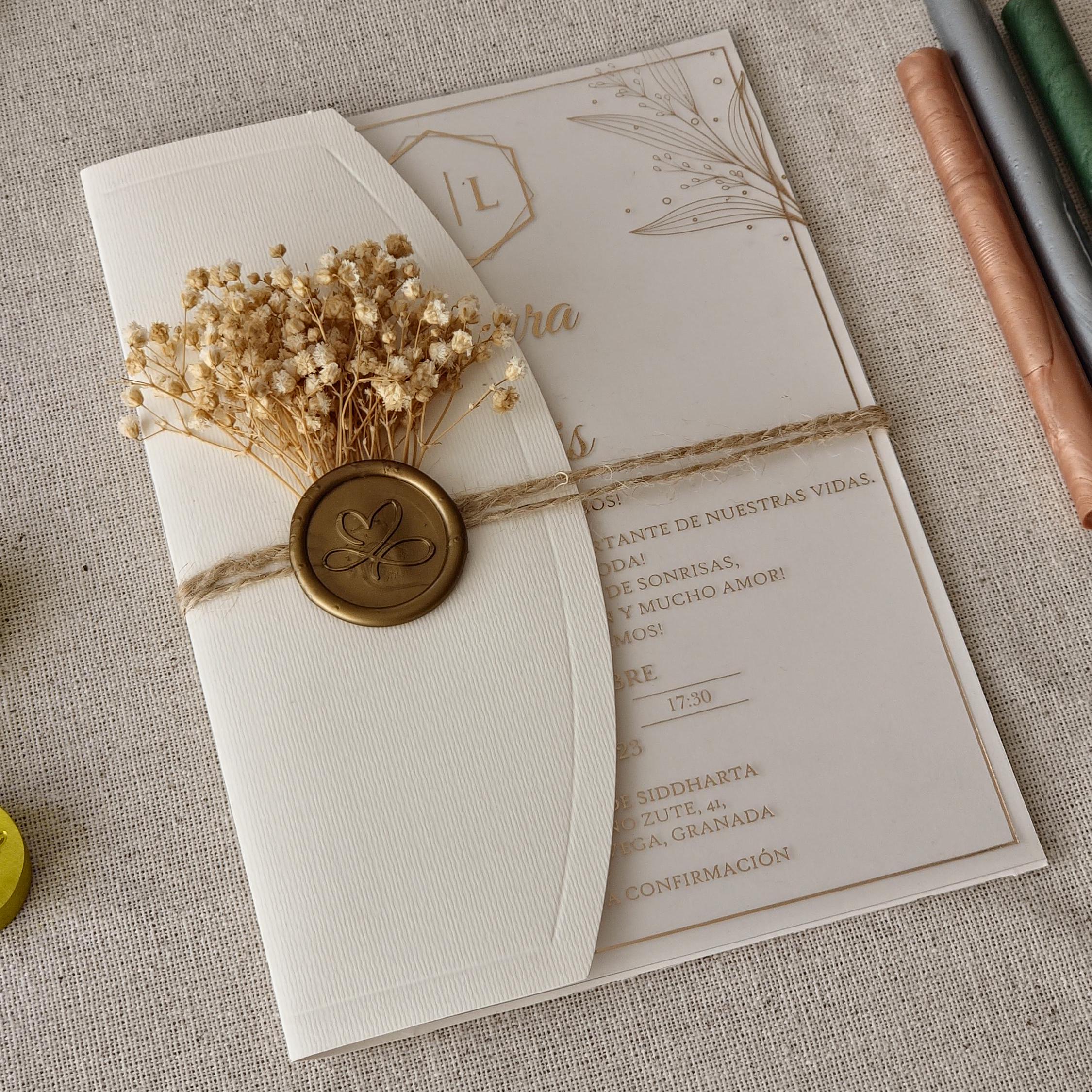 Simple Acrylic Wedding Invitation Gold Foil Half Fold Envelope Quinceanera Card Clear Party Invitations Elegant Custom Bridal Invites