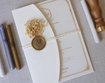 Minimalist Acrylic Wedding Invitation Gold Foil Half Fold Envelope Quinceanera Card Clear Party Invitations Elegant Custom Bridal Invites