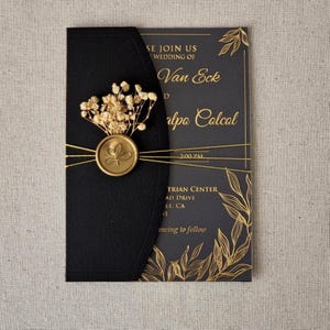 Elegante schwarze Acrylhochzeitseinladungen mit Goldfolie halb gefalteter Umschlag Geburtstagskarten klar Party Einladungen benutzerdefinierte Quinceanera laden ein