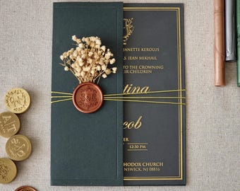 Elegant Green Acrylic Wedding Invitations With Gold Foil Half Fold Envelope Birthday Cards Clear Party Invitations Custom Quinceanera Invite