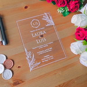 Minimalist Acryl Hochzeitseinladung Weiß Drucken Klar Benutzerdefinierte Babypartyeinladung Quinceanera Sweet 16 Verlobung Karte Jahrestag