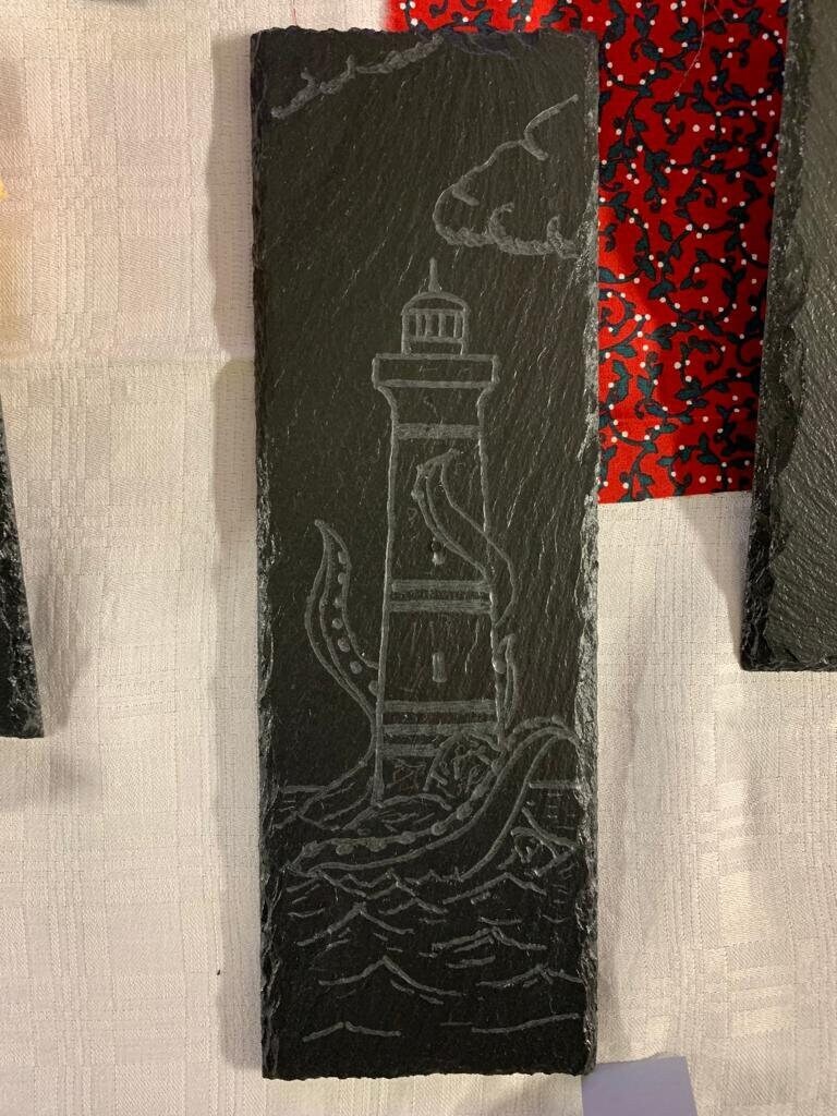 Ardoise Planchette Apéro, Phare & Kraken | Vernis Alimentaire