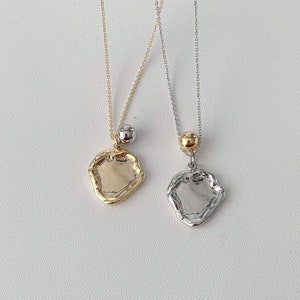 Two-toned Pendant Necklace. Heart Pendant Necklace. Duo Pendants Necklace for women. Mother's Day Necklace Gift. Gold Silver Necklace.