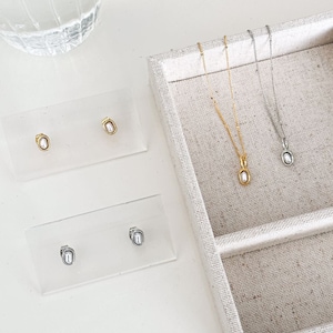 Wrapped Pearl Necklace & Earring Set. Small Freshwater Pearl Jewelry Set. Jewelry Gift Set for Women.