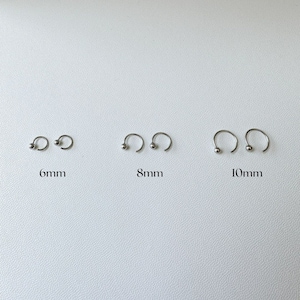 Sterling Silver Open Hoop Earrings [6mm -12mm]. Tiny Ball Open Huggies. Minimalist Small Hoop Earrings for Women. Thin Open Hoop Earrings.