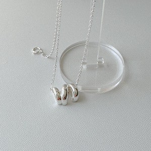 Sterling Silver Irregular Pendant Necklace. Minimalist Super Thin Chain Necklace. Delicate Silver Necklace with Irregular Charm.
