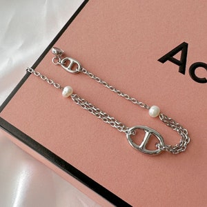 Sterling Silver S925 Pig Nose Shaped Link Silver Bracelet With