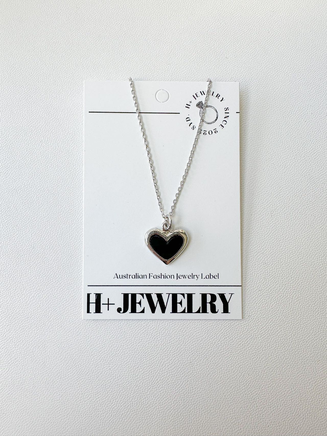 Silver Black Heart Necklace With Slider Clasp | Scream Pretty | Wolf &  Badger