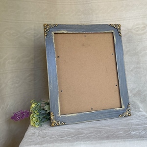 Wood 8x10 Photo Frame, Dark Gray with Gold Accents - Shabby Chic French Country Vintage Antique Style Wedding Home Nursery Decor