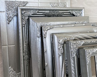 Set of 50 - 5x7 Mix & Match Photo Frames, Vintage/Upcycled Antique-Style — SILVER, ORNATE — Shabby Chic, Renaissance, French Country