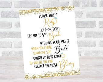Don&#39;t Say Bride Game: Gold Confetti Bridal Shower (Digital Download)