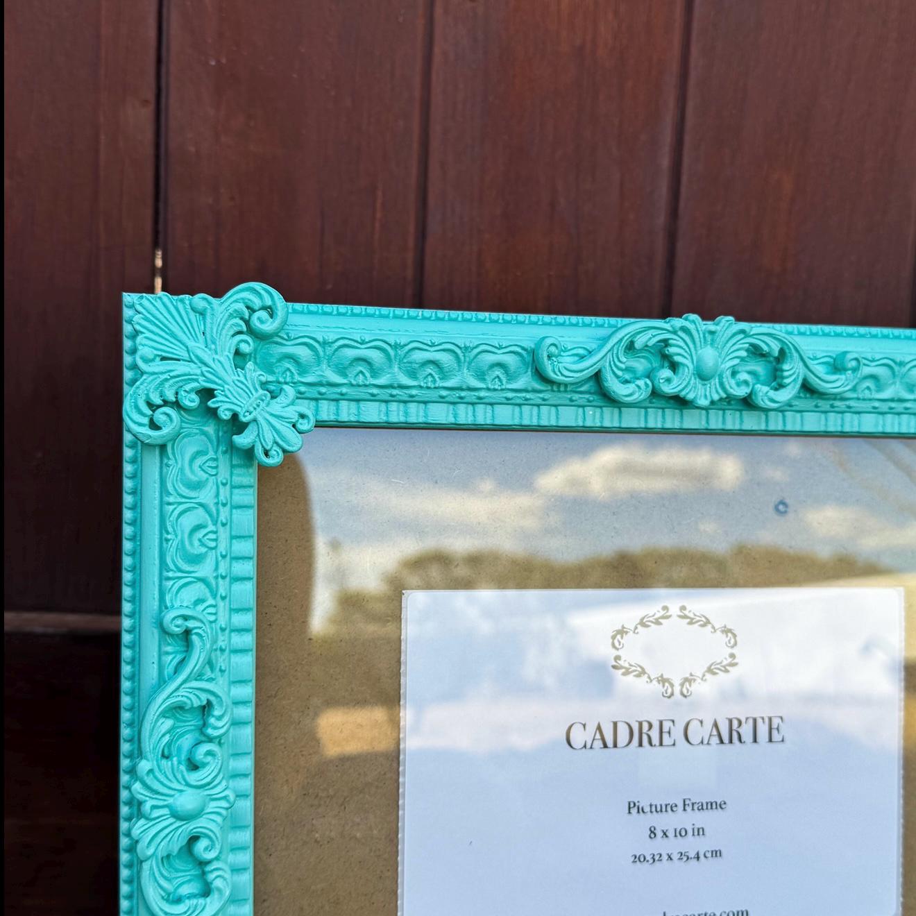 Handpainted Turquoise Baroque Picture Frame: Ornate 8x10 Solid Wood