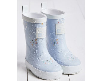 Kids Wellies Blue, Grass & Air Colour-Changing Unisex Kids Winter Wellies, Baby, Toddler, Welly Boots, Childrens Rain Boots, Baby Blue