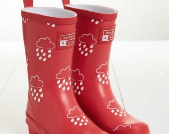 Older Kids Wellies Dark Coral, Grass & Air Colour-Changing Unisex Kids Winter Wellies, Welly Boots, Childrens Rain Boots