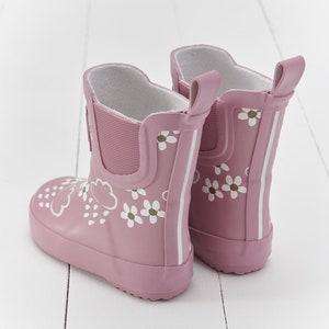 Pink Bloom Floral Short Colour-Changing Kids Wellies, Grass & Air Colour-Changing Unisex, Baby, Toddler, Welly Boots, Childrens Rain Boots image 3