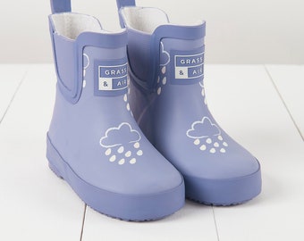 Lavender Kids Short Wellies, Grass & Air Colour-Changing Unisex Kids Short Wellies, Baby, Toddler, Welly Boots, Childrens Rain Boots