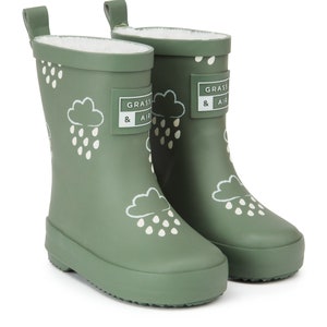 Grass & Air Khaki Green Colour-Changing Kids Wellies image 4