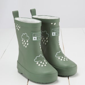 Grass & Air Khaki Green Colour-Changing Kids Wellies image 1