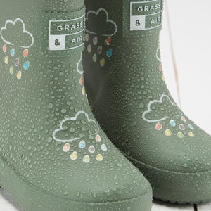 Grass & Air Khaki Green Colour-Changing Kids Wellies image 3