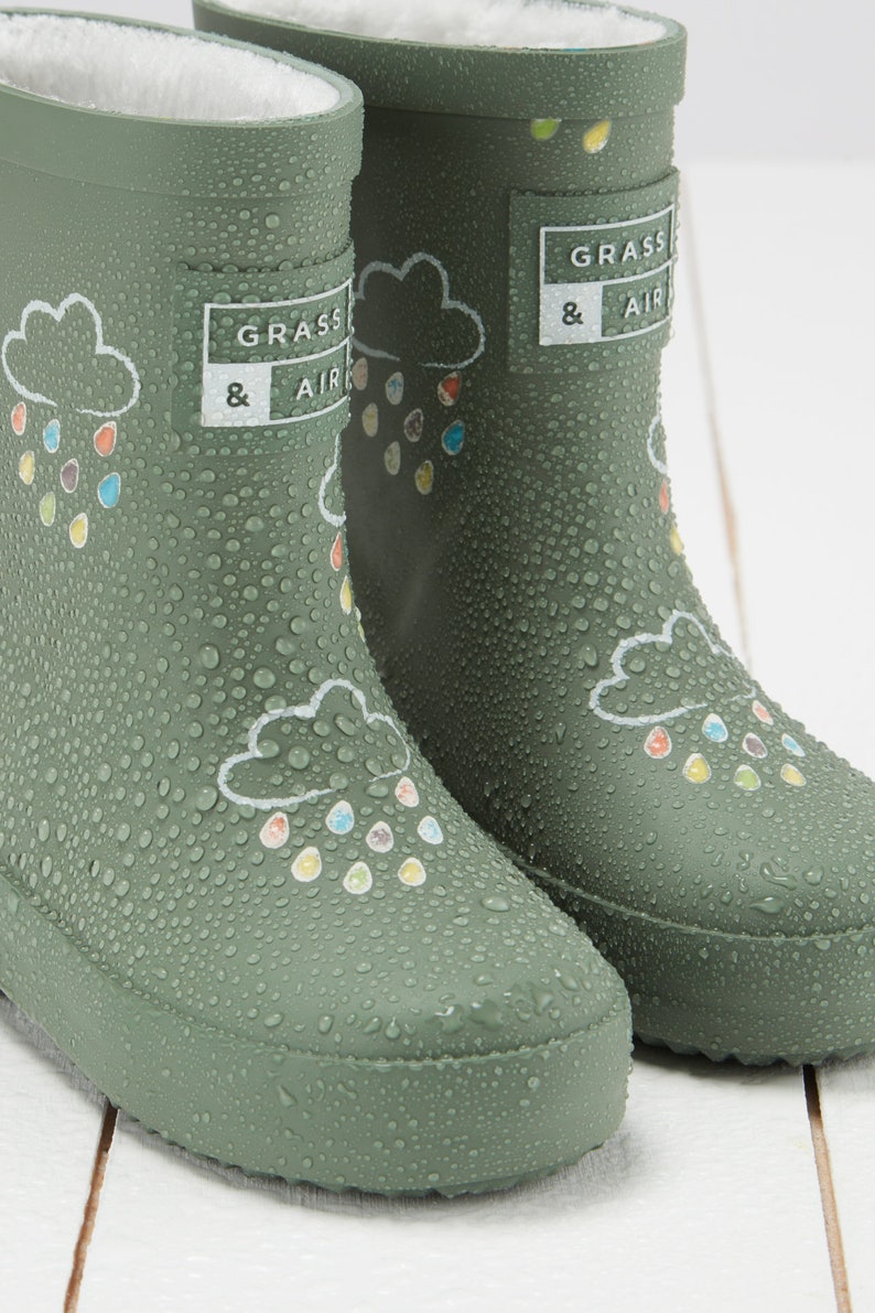 Grass & Air Khaki Green Colour-Changing Kids Wellies image 3