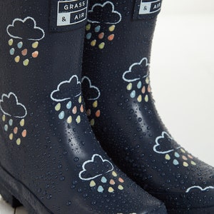 Older Kids Wellies Navy, Grass & Air Colour-Changing Unisex Kids Winter Wellies, Welly Boots, Childrens Rain Boots image 2