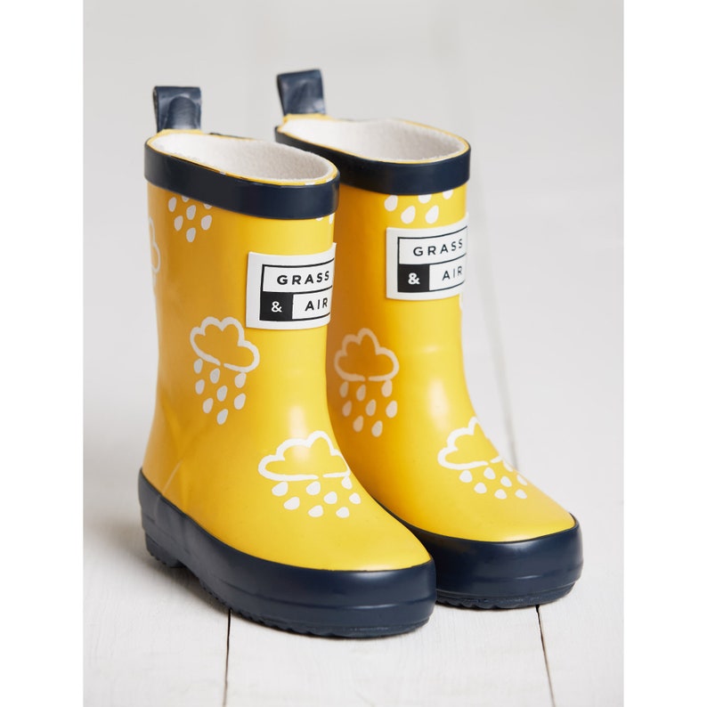 Kids Wellies Yellow, Grass & Air Colour-Changing Unisex Kids Winter Wellies, Baby, Toddler, Welly Boots, Childrens Rain Boots image 1