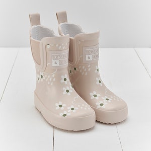 Pampas Cream Floral Short Colour-Changing Kids Wellies, Grass & Air Colour-Changing Unisex, Baby, Toddler, Welly Boots, Childrens Rain Boots image 1