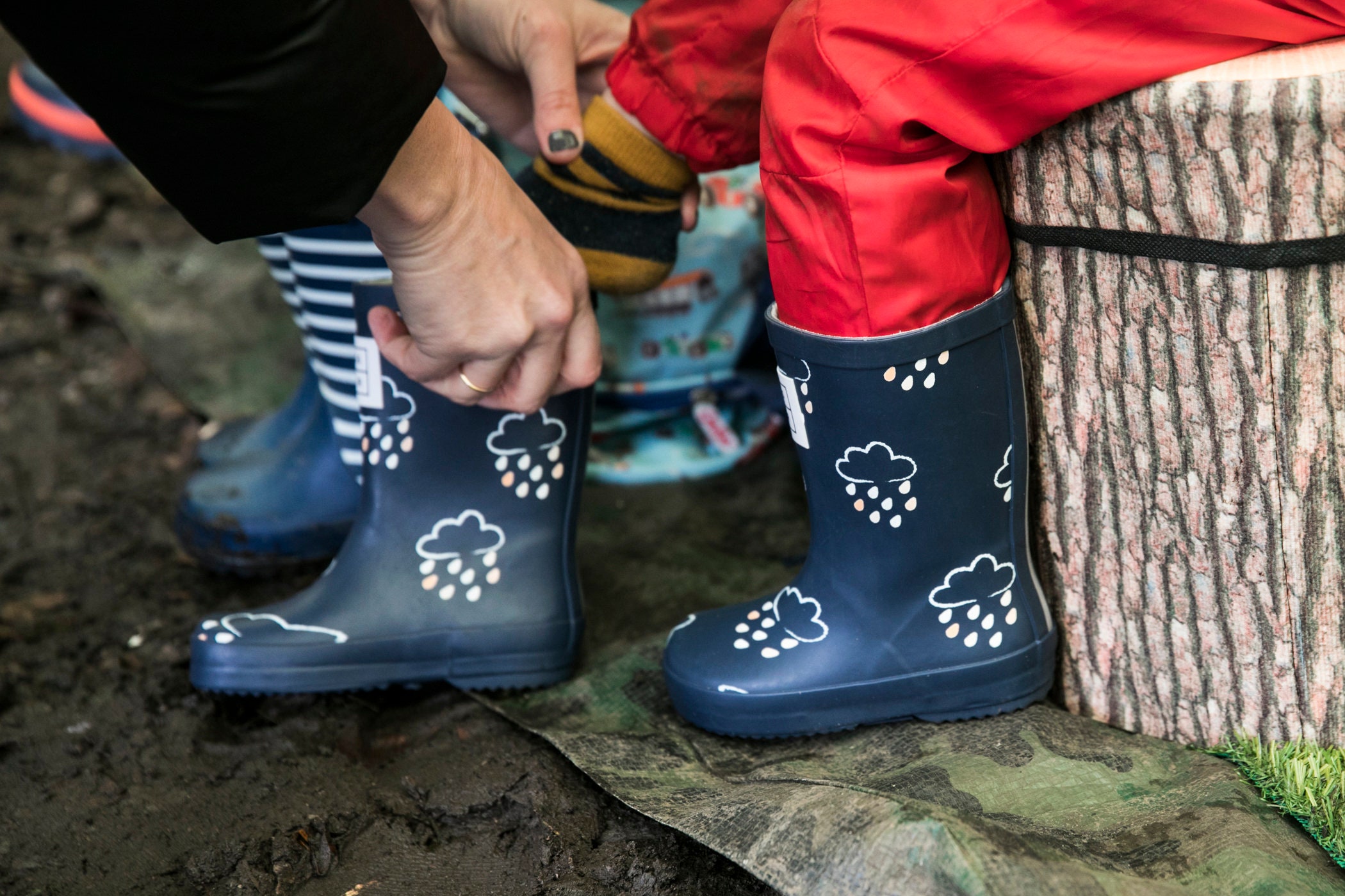 Navy Kids Wellies Grass \u0026 Air Colour 