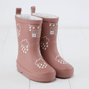 Kids Wellies, Grass & Air Colour-Changing Unisex Kids Winter Wellies, Baby, Toddler, Welly Boots, Childrens Rain Boots, Rose Pink