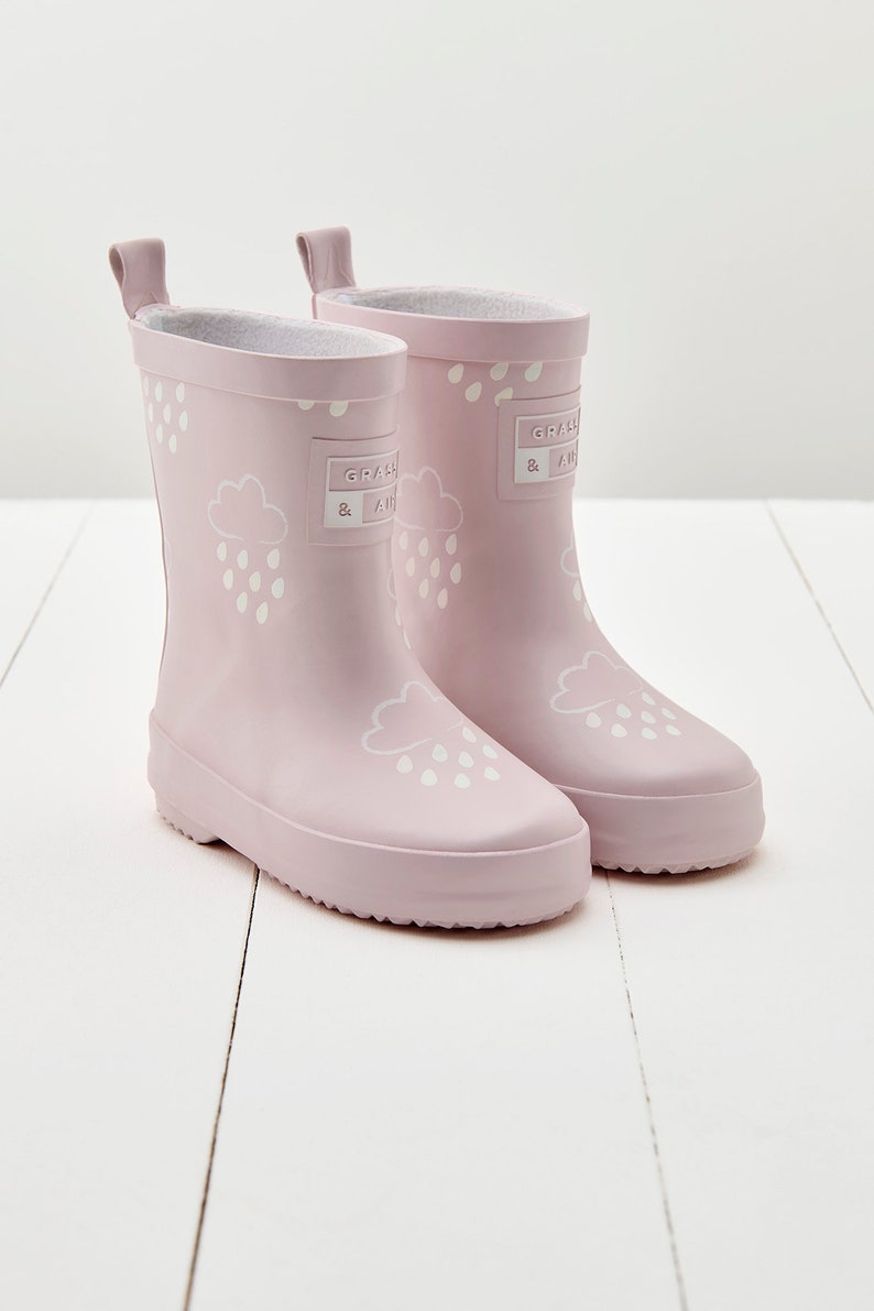 Kids Wellies Pink, Grass & Air Colour-Changing Unisex Kids Winter Wellies, Baby, Toddler, Welly Boots, Childrens Rain Boots, Baby Pink image 1