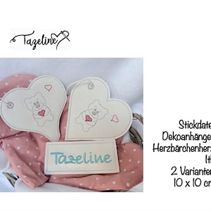 Embroidery file pendant heart bear heart ith 10 x 10 cm - heart