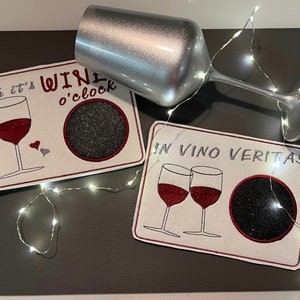 Embroidery file Mugrug set &quot;Wine, Prosecco&quot; ith