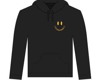 Bluza z kapturem unisex Old School w kolorze żółtym na czarnym