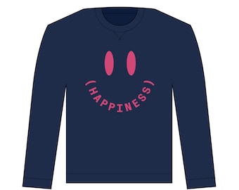 Happiness Unisex Sweatshirt Pink on Navy