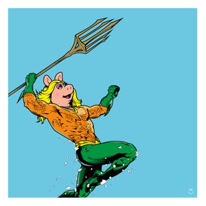 Aqua Piggy - Herotoon Print 500mm H x 400mm W