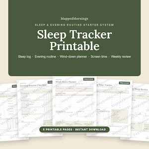Sleep Tracker Printable, Sleep Log, Evening Routine Checklist, Night Routine Planner, Screen Time Tracker, Sleep Diary, Wind Down PDF
