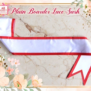 Plain Border Lace Sash Blank Sash Ribbon Sashes Decorate Sash Satin Sash image 1