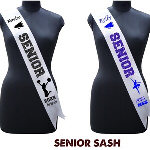 Personalized Senior Sash Customized Senior 2025 Sash Your Text Sash Senior Cheer Sash Megaphone, Soccer, Guard, Volleyball, Graduation Sash