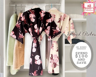 Customized Floral Robes Blossom Bridesmaid Robe Floral Cotton Getting Ready Gown Bridal Party Kimono Robes Bridesmaid Proposal Wedding Gifts