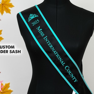 Personalized Lace Sash Customize Sash Bridesmaid Sash Custom Bridal Lace Sash Custom Border Sash Miss Sash Custom Text Sash Prom Queen Sash