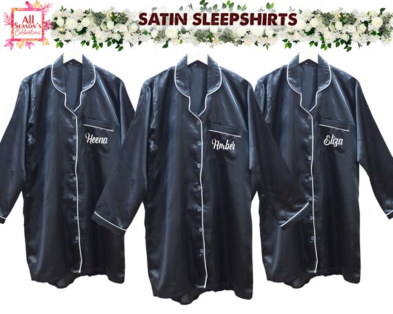 Slaapshirts Gepersonaliseerde slaapshirt Aangepaste bruidsmeisjesshirts Jouw naam Slaapshirts Nachtkleding Shirts Cadeau voor haar Huwelijkscadeau Etsy Nederland