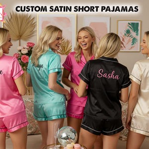 Pijamas personalizados, pijamas personalizados, pijamas de cumpleaños, pijamas de novia, pijamas de satén, regalo de dama de honor